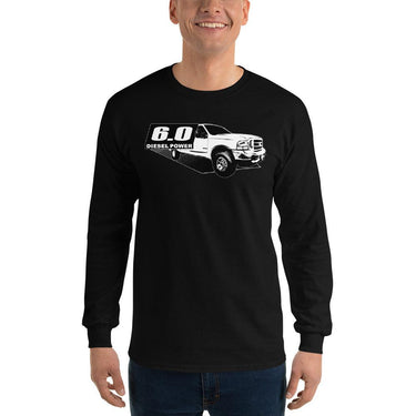 Power Stroke 6.0 Long Sleeve T-Shirt modeled in black